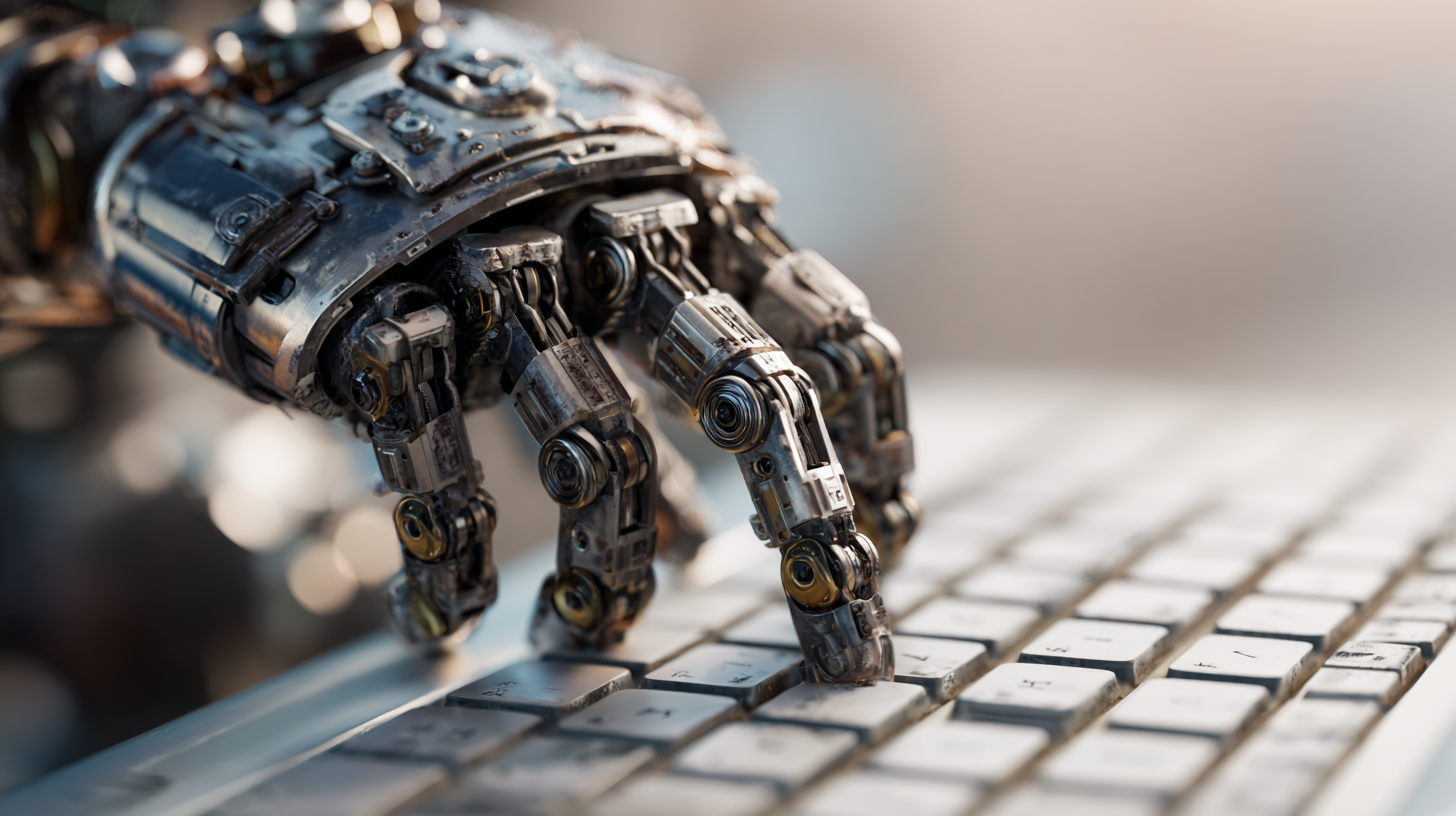 キーボードを打つロボット